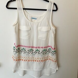 Anthropologie White Embroidered Camisole